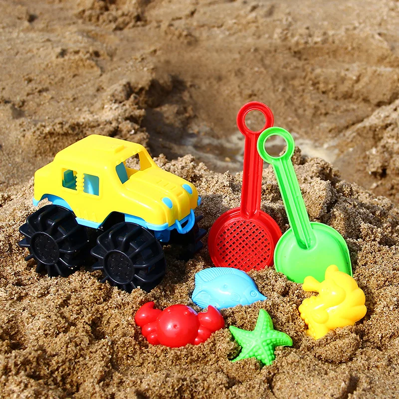 7pcs/set Plastic Beach Toy Summer Beach Game Jeep Convertible for Baby Outdoor Car Sand Toy Girl