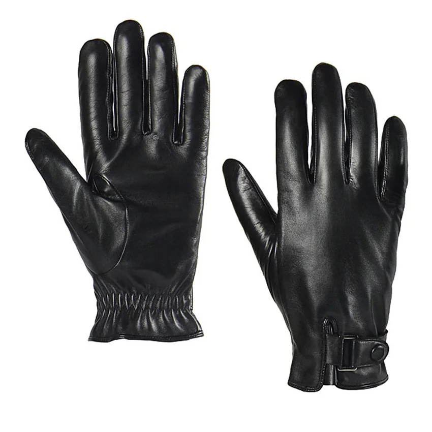 Новинка, акция, мужские перчатки из натуральной кожи, теплые однотонные перчатки из овчины, модные зимние перчатки для вождения M013NC