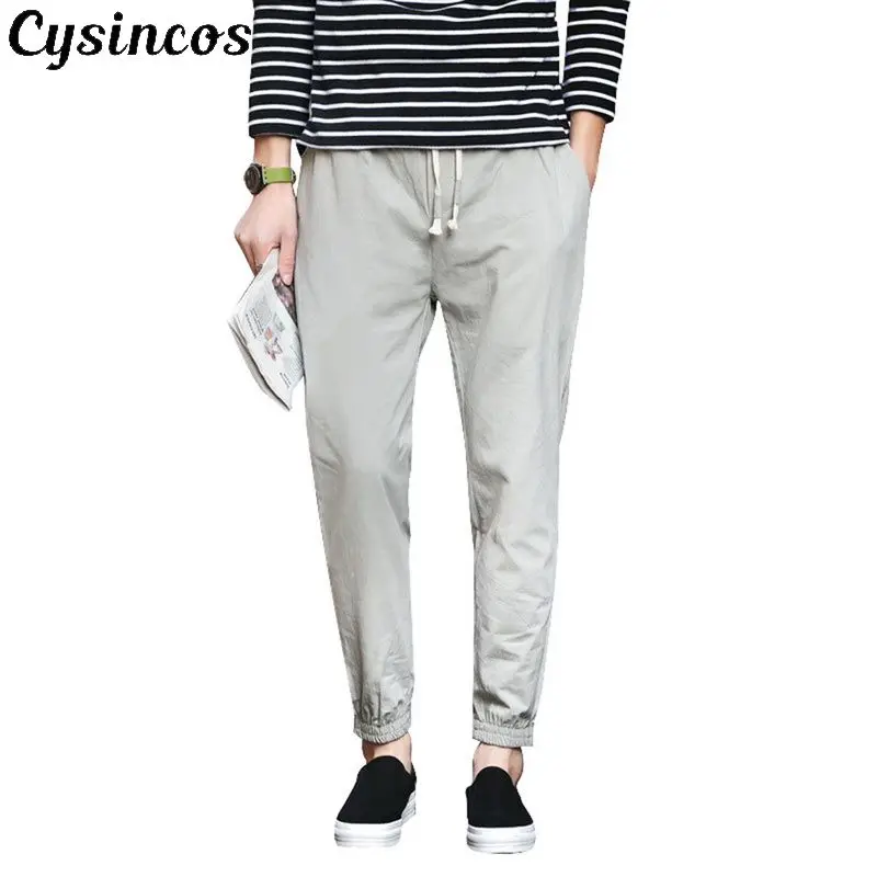 

CYSINCOS2019 Male Summer Casual Harem Linen Harajuku Jogger Fitness Trousers Male Chinese Style Clothe Plus size Sweatpants