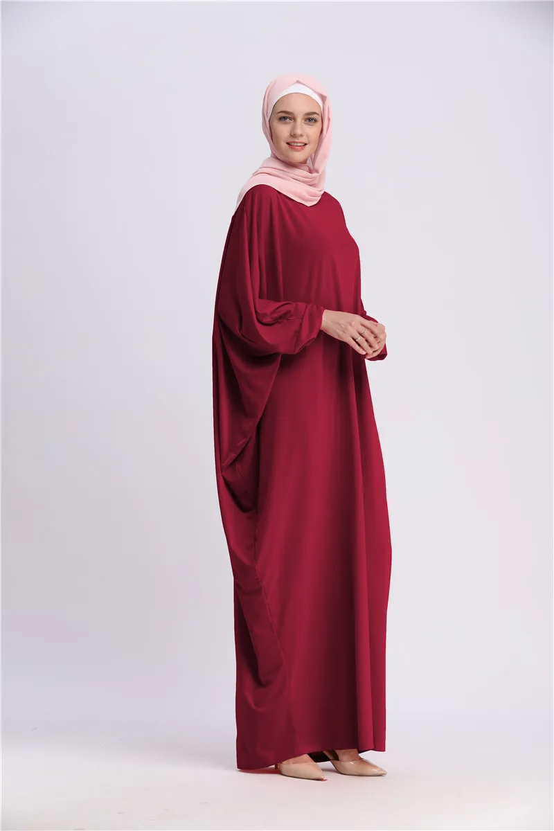 Повседневное мусульманское абайя рукав летучая мышь Макси платье кардиган свободный длинный халат платья Рамадан Турция Исламская молитва одежда служение