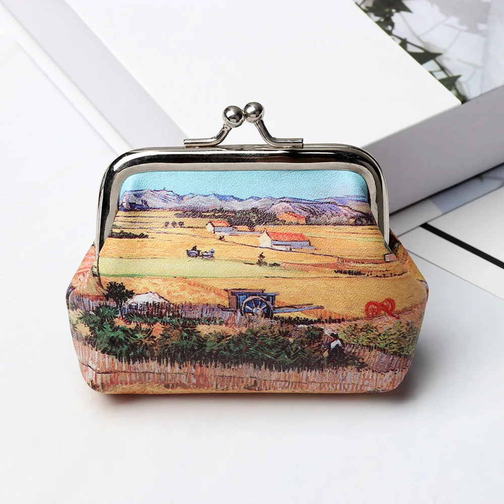 1Pcs Famous Van Gogh Oil Printing Small Wallet For Women Landscape Flower Pattern Mini Hasp Coin Purses Money Card Handbags