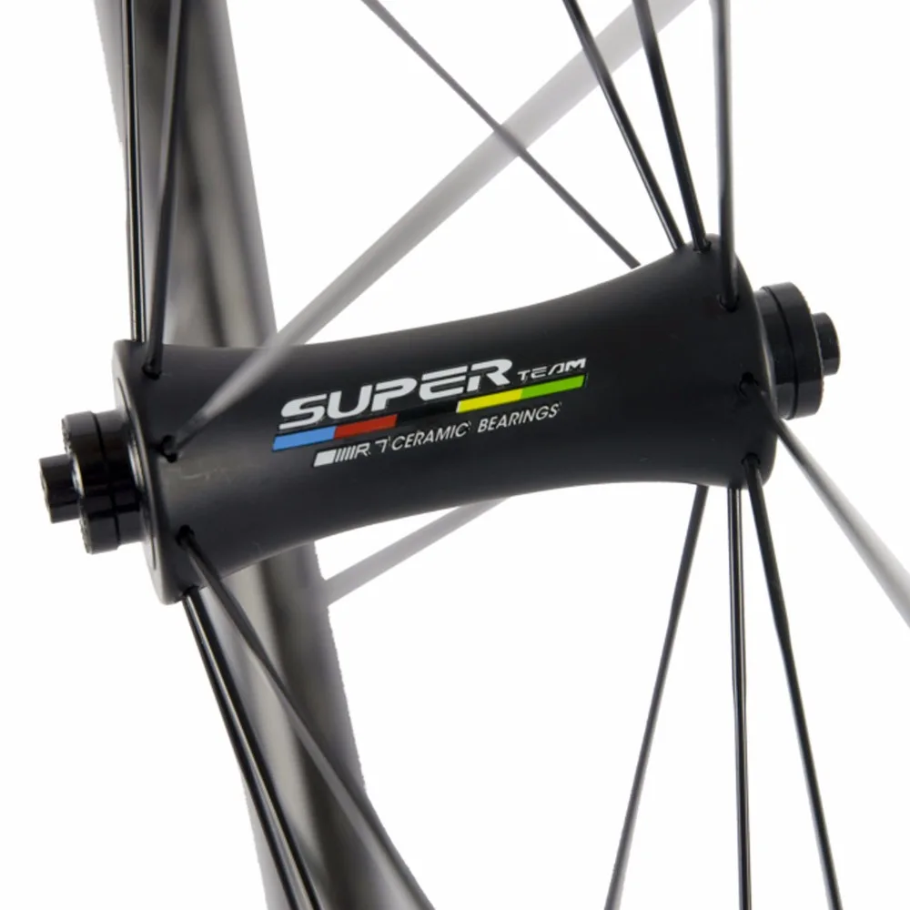 Superteam Carbon Wheelset R7 Ceramics Road Clincher 50mmX23mm Width V Shape Wheels Bike Road