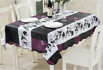 

PVC Waterproof and Oilproof Purple Flower 3 Color Stitching Tablecloths for Restaurant Home Outdoor Hotel Table Cloth Bar Cloth