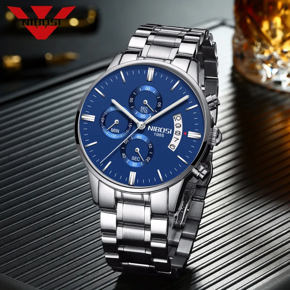 Günstig NIBOSI Blau Uhr Männer Uhren Luxus Top Marke Herren Uhr Relogio Masculino Navy Blau Militär Armee Analog Quarz Handgelenk Uhren