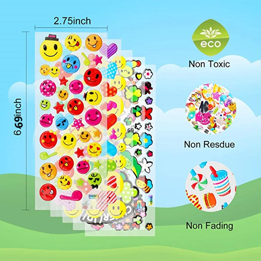 20 Different Sheets/lot 17*7CM Cute DIY Stickers Cartoon Children Waterpoof Stickers Toys Emoji PVC Scrapbook Gifts ForKid 20 Different Sheets/lot 17*7CM Cute DIY Stickers Cartoon Children Waterpoof Stickers Toys Emoji PVC Scrapbook Gifts ForKid
