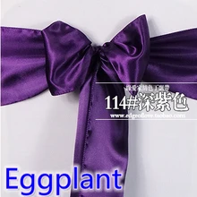 Цвет Баклажан высокого качества атласная лента стул лук для стула охватывает створки спандекс праздничная и Свадебная обувь украшения оптом