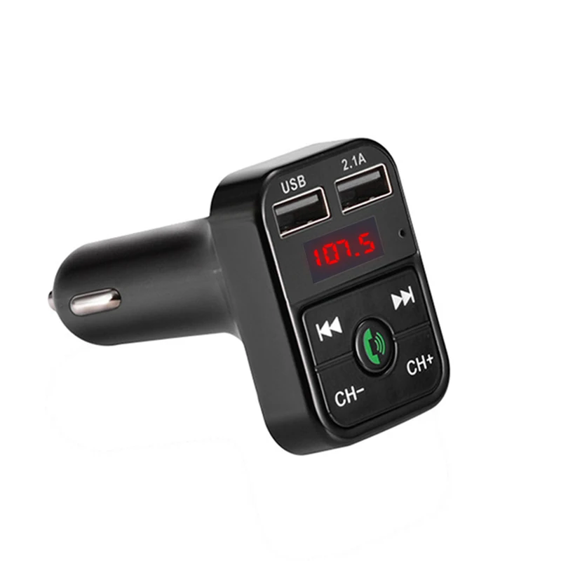 Автомобильный Bluetooth fm-передатчик Беспроводной Громкая связь приемник авто светодиодный MP3-плеер 2.1A двойной USB быстрый автомобиль аксессуары - Цвет: Black