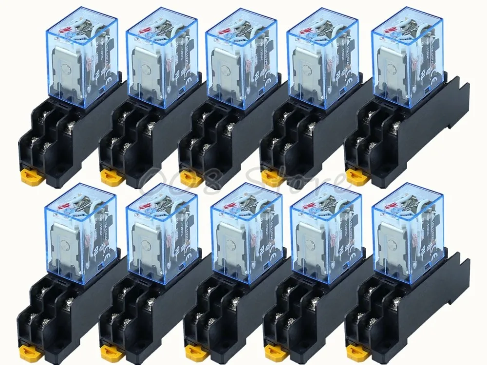 Реле мощности катушки переменного тока LY2NJ DPDT 8 Pin HH62P 10 шт. бесплатная доставка 12 В