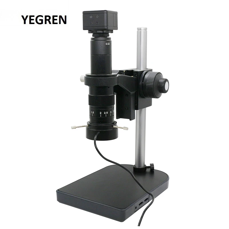 

180X Optical Zoom Illuminated Video Microscope Industrial Microscope 5.0MP USB Camera with Focus Arm & 40 LED Ring Light Source