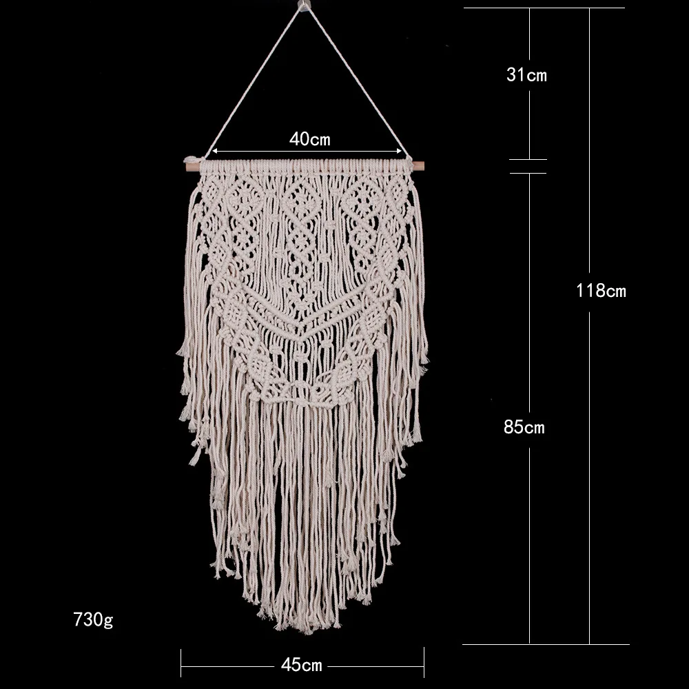 Ручной узлом макраме стены искусства ручной работы хлопок настенный гобелен с кружевными тканями богемные Свадебные украшения - Цвет: As photo