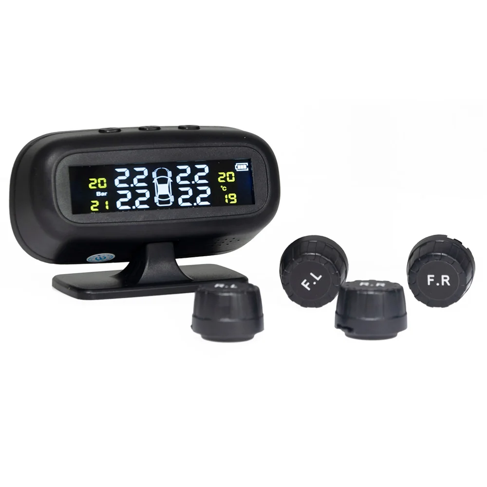 2019 Tire Pressure Monitoring System Car Solar TPMS Tire Pressure Alarm System With 4 Internal External Sensors For Cases