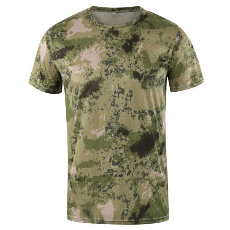 Камуфляжная мужская летняя футболка, быстросохнущая футболка с коротким рукавом, мужская верхняя одежда, Военная Тактическая Боевая футболка для фитнеса