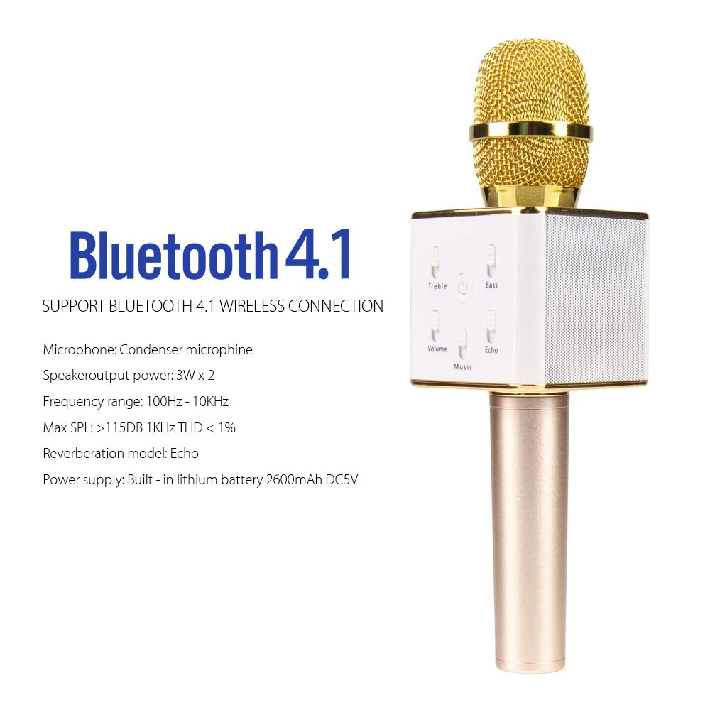 

Q7 Wireless Bluetooth Karaoke Handheld Microphone USB KTV Player Bluetooth Mic Speaker Record Music Microphones