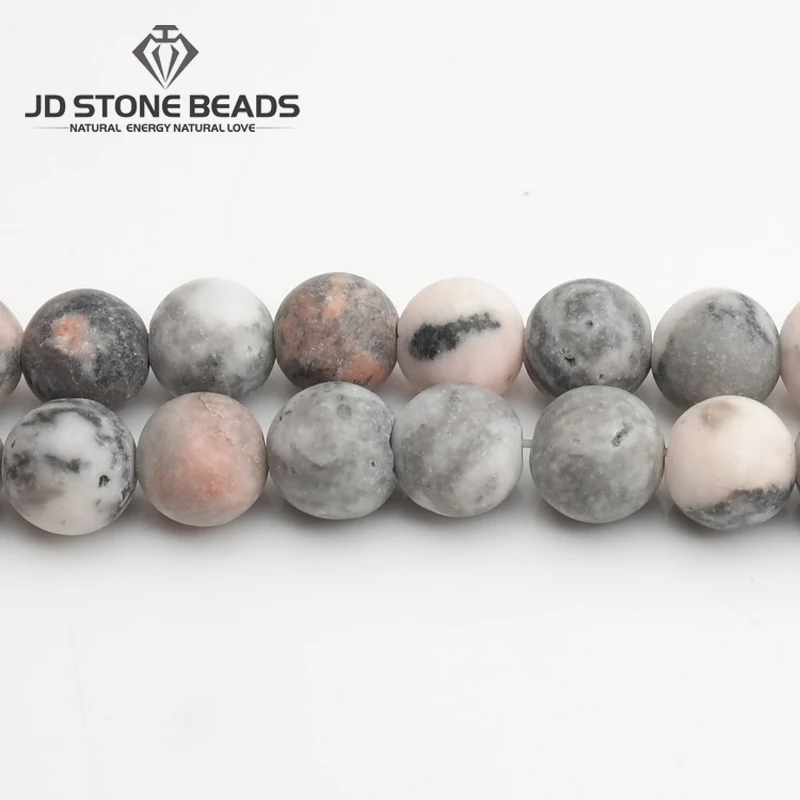 

Matte Natural Stone Pink Zebra Jaspers Frost Round Loose gemstone beads 15" Strand 4 6 8 10 12MM Pick Size For Jewelry Making
