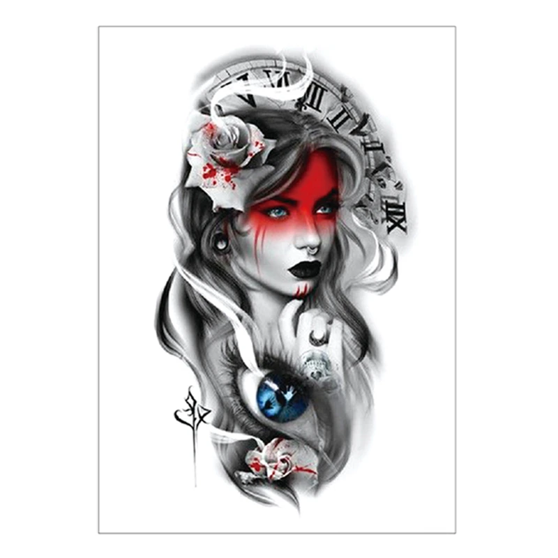 Time girl temporary tattoo sticker,15*21cm Flash Tattoo Stickers ...