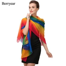 

Berryear Women Silk Scarves 2018 Summer Beach Colorful Scarf Wide Long Shawl Wrap Stoles Office Tippet 200*130cm