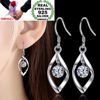

OMHXZJ Wholesale Jewelry Simple fashion joker star for Woman gifts Rotary love zircon 925 Sterling Silver drop Earrings YS209