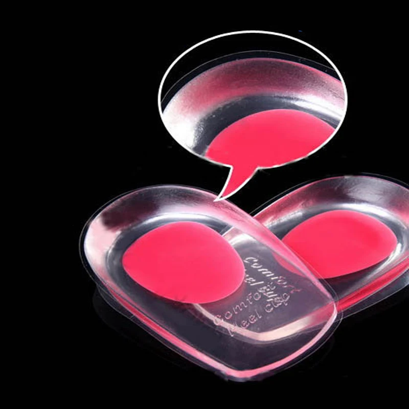 Silicone Gel Heel Pad Insole Shock Absorption Cushion Achilles Spur Pain Inserts Height Increase Massaging Pads For Women