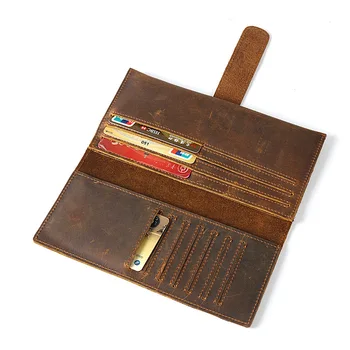 

Handmade Vintage Genuine Leather Purse Crazy Horse Leather Credit Cards ID Holder First Layer Cowhide Leather Multi-Card Bags