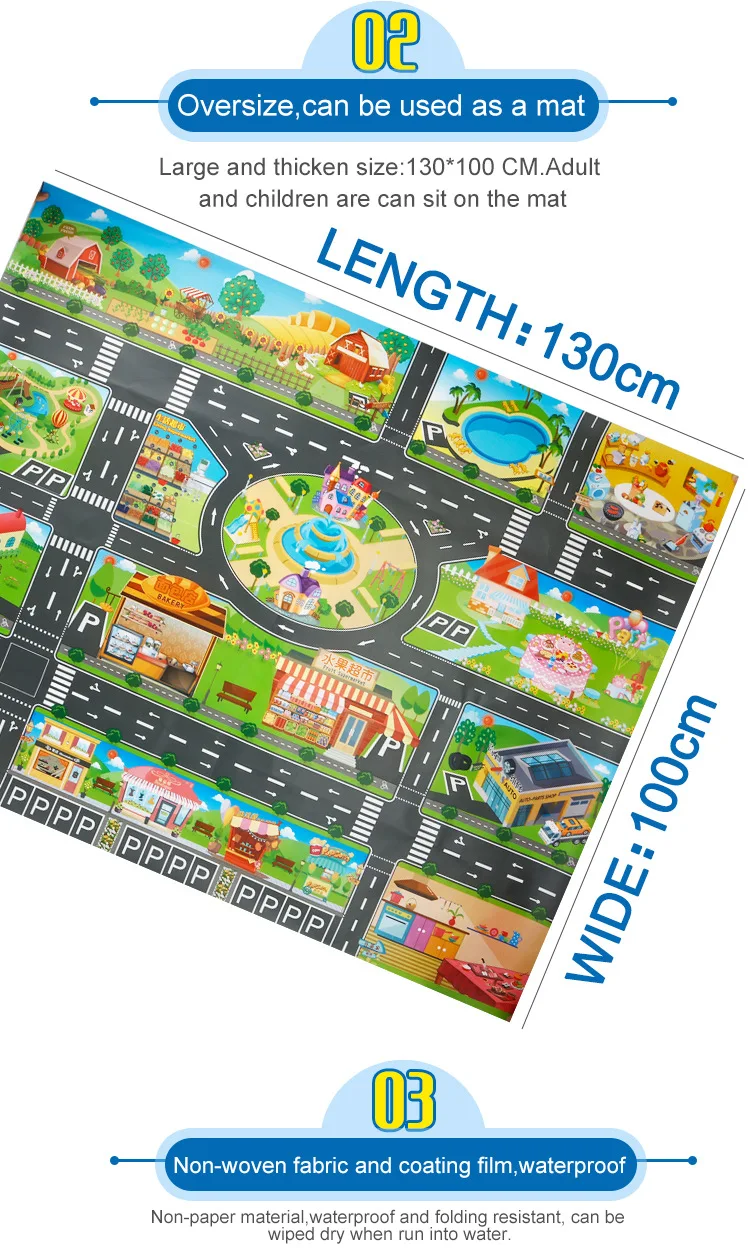 Rodovia de Tráfego de Estrada Esteira do Jogo do Bebê Educativos para Crianças Tapete Cidade Cena Mapa Jogo Brinquedos Jogos Ginásio 9 Tapetes de jogo