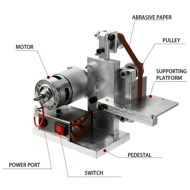 HLZS-Multifunctional Grinder Mini Electric Belt Sander Diy Polishing Grinding Machine Cutter Edges Sharpener Belt Grinder Sand