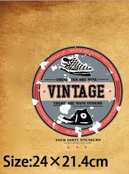 

Pyrography retro shoes circle fashion Patches For Girls Clothes and Tights Easy By Household Irons A-level Washable DIY T-shirts