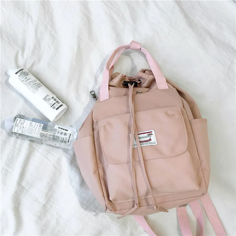 Женская мода луч порт холст кисточкой школьные сумки путешествия рюкзак черный сумка для женщин 4 цвета - Цвет: Pink