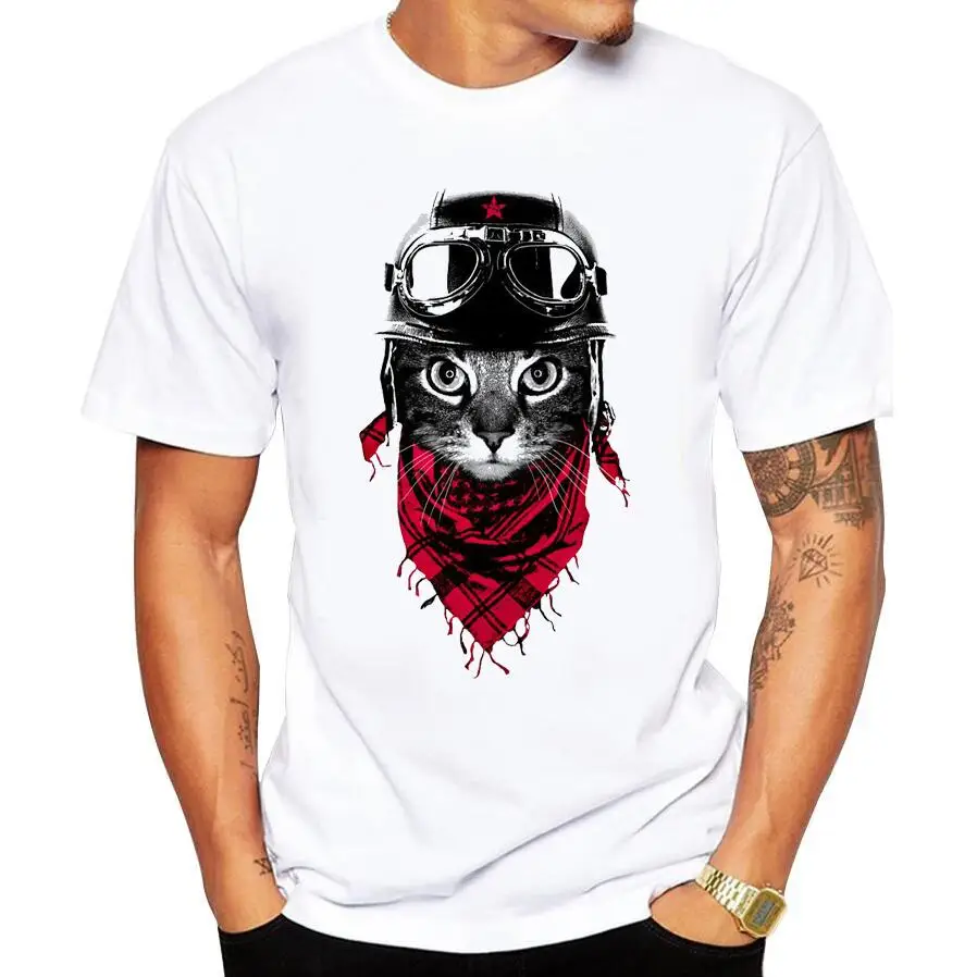 Men Summer T-Shirt Creative The Observer Cat Printed Men's Tops Short Sleeve Casual T Shirts cartoon printed hipster short tees