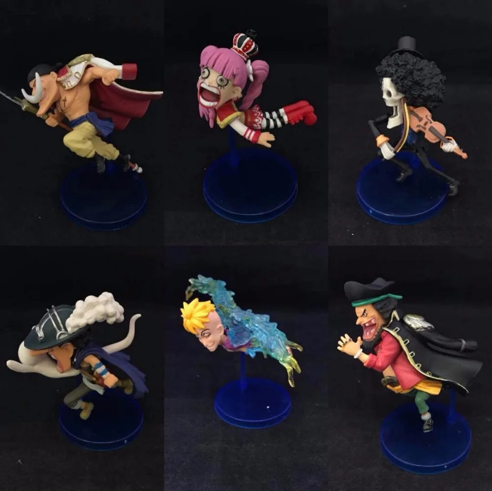 

Free Shipping Cute 6pcs One Piece Anime Perona Usopp Marco Brook Edward Teach Running 3rd Ver. Boxed PVC Action Figure Model Toy