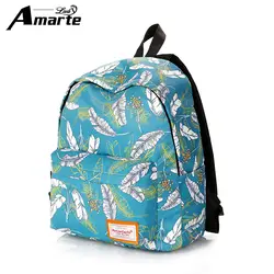 Amarte Брендовые женские перо печати рюкзак школьный портфель для подростков ноутбук сумка рюкзак Для женщин рюкзак