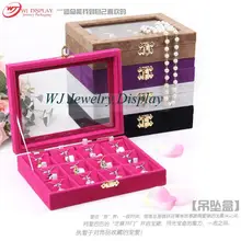 Винтаж Цепочки и ожерелья Подвесные деревянные украшения Дисплей путешествия лотки Дело Стенд Организатор бархат аксессуар для хранения Коробки сумка с крышкой