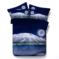 MT Fuji под луной Набор пододеяльников для пуховых одеял глубокий голубой цвет 3/4 шт. Постельное бельё king/twin/Queen/супер king Размеры детей/взрослых