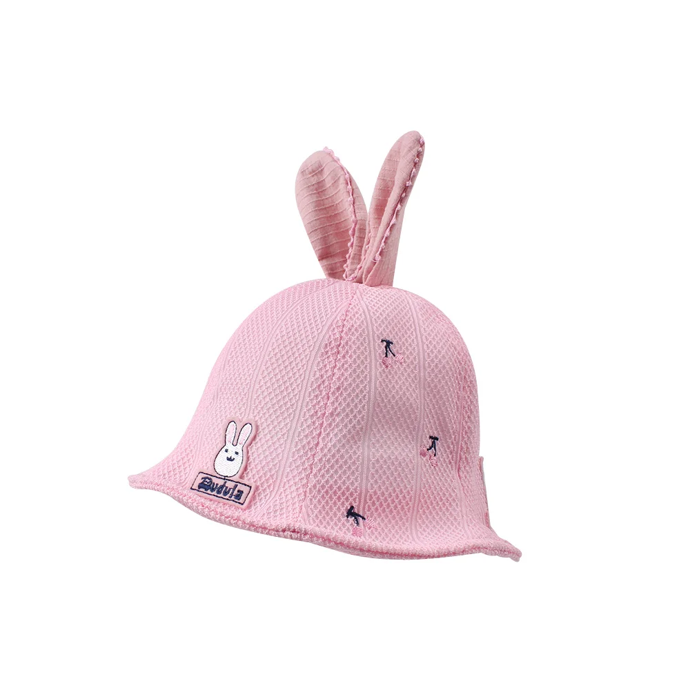 Cherry Cute Baby Hat For Girls Rabbit Ears Toddler Girls Hat White Pink Girls Bucket Hat Sun Cap Spring Autumn Girls Fisher Caps (11)