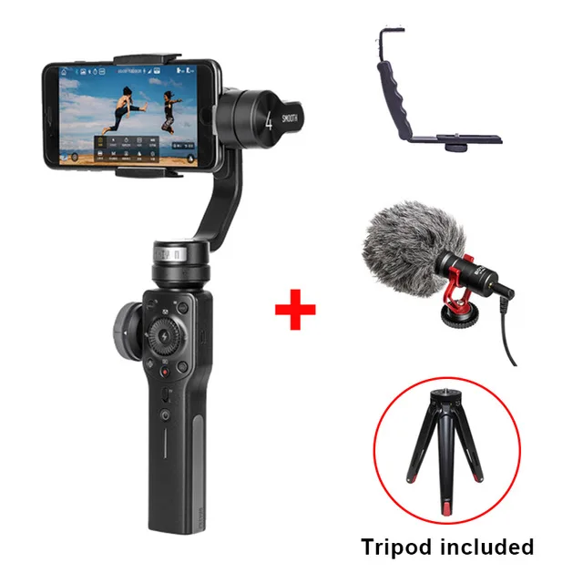 Zhiyun Smooth 4 Карманный 3-осевой бесщеточный шарнирный стабилизатор для камеры для iPhone samsung S8 gopro56 PK DJI Osmo 2 Smooth Q eyemind s5 - Цвет: W L MM1 Micr