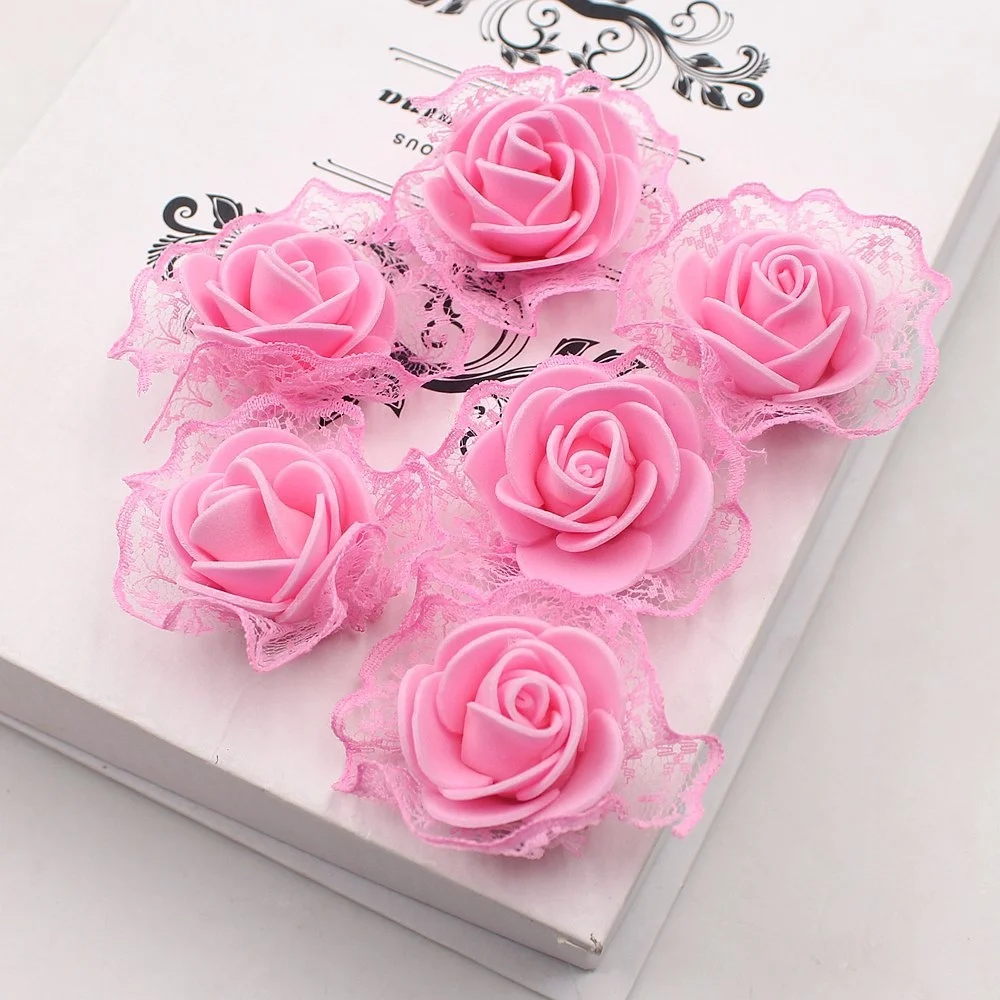 

20Pcs Rose Lace Flower Rose Head Wedding Decoration DIY Handmade Craft Accessories Wreath Flower