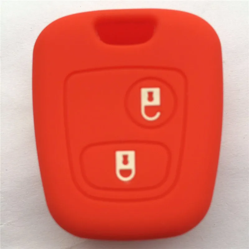 2 кнопки силиконовой резины ключи чехол для Citroen C1 C2 C3 Pluriel C4 C5 C8 Xsara Picasso ключи - Название цвета: Красный