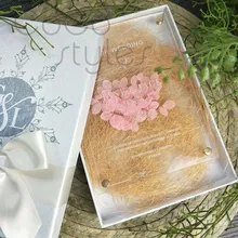 Cocostyles изготовленный на заказ акриловый пригласительный билет с твердой крышкой коробки для современной свадьбы