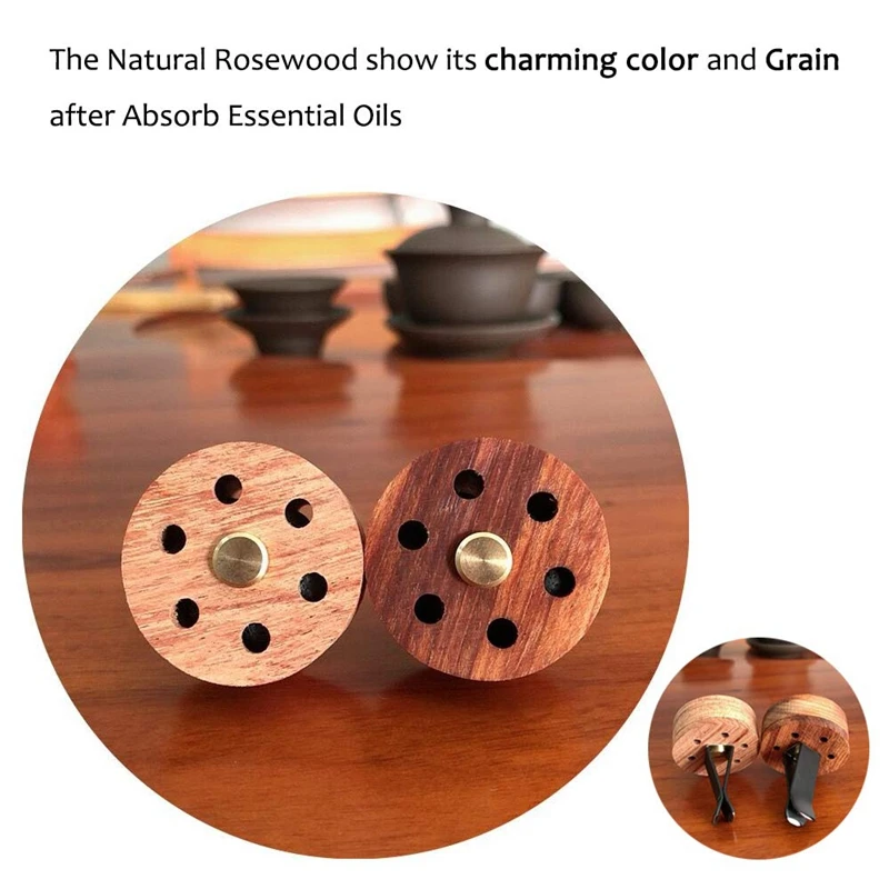 Essential Oil Diffuser For Car With Vent Clip, Wooden Stainless Steel Lava Stone Aromatherapy Diffuser Locket Mini Air Freshen