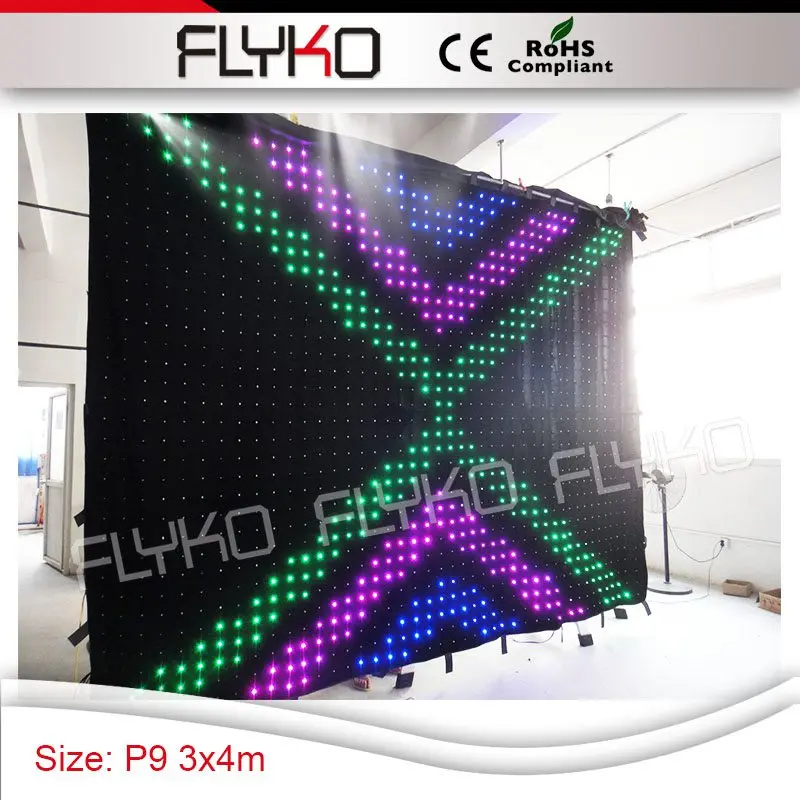 

The most popular design P9 cloth wall wedding event decoration 3x4m led curtain stage backdrop