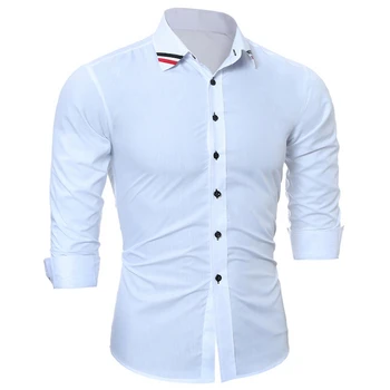 

Men Shirt 2018 Fashion Brand Men 'S Solid Color Long Sleeve Shirt Camisa Masculina Casual Slim Mens Dress Shirts Chemise Homme