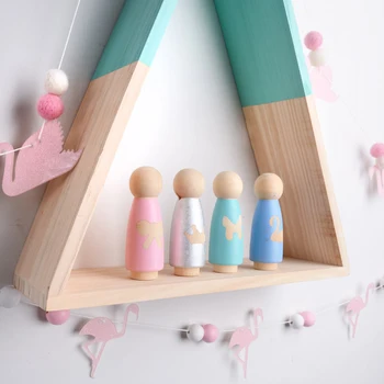 

1PCS INS Nordic Style Wood Peg Dolls Natural Wooden Ornaments Decorative For Nursery Children's Room Decoration Photography Prop