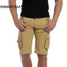 Pui men tiua летние мужские камуфляжные карго шорты Homme свободные мульти-карманные тренировочные хлопковые повседневные спортивные шорты в уличном стиле