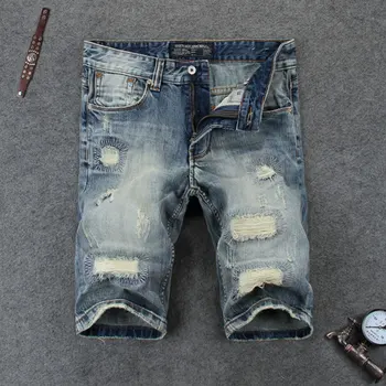 

Summer Fashion Mens Jeans Shorts High Quality Ripped Jeans For Men Denim Shorts Brand Street Youth Casual Beach Shorts Men Jeans