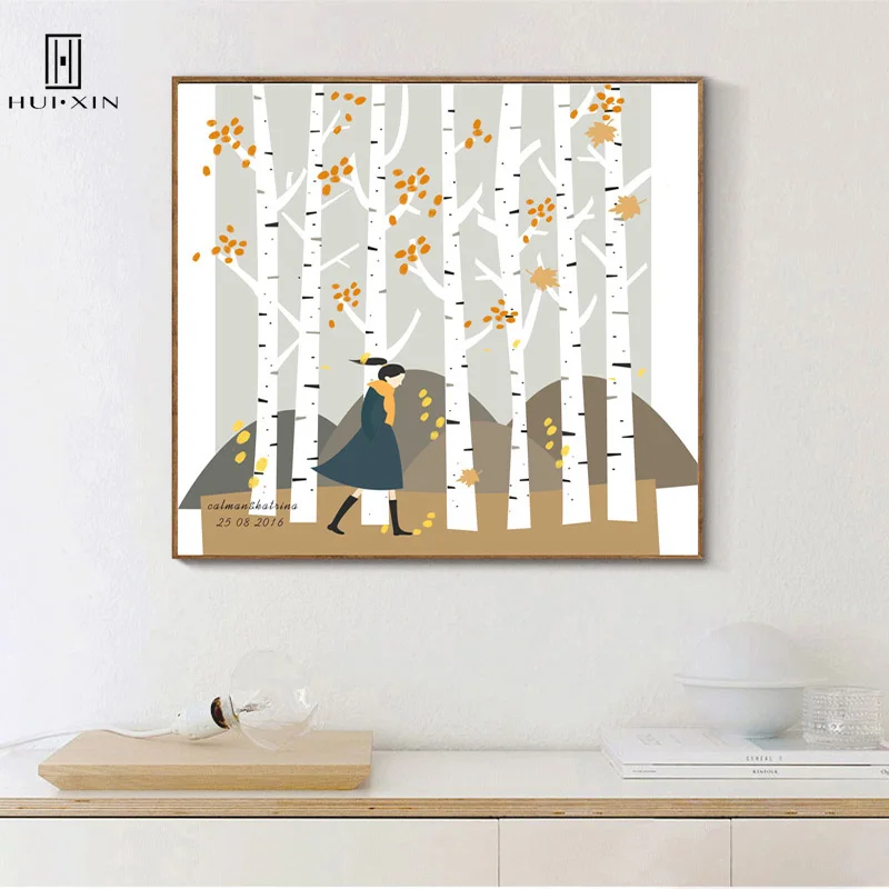 

Sweet Birthday Decoration Gift Guestbook Fingerprint Creative DIY Sweet Souvenir For Home Party Warming Girl Walking In Forest