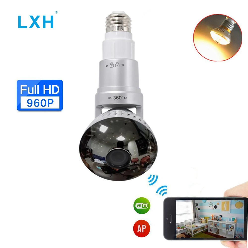 

LXH 175YM-S(G) LED Camera with 960P HD 360 Degree Lens Wireless Wifi Camera for home Camera Light Bulb for Via Android/IOS