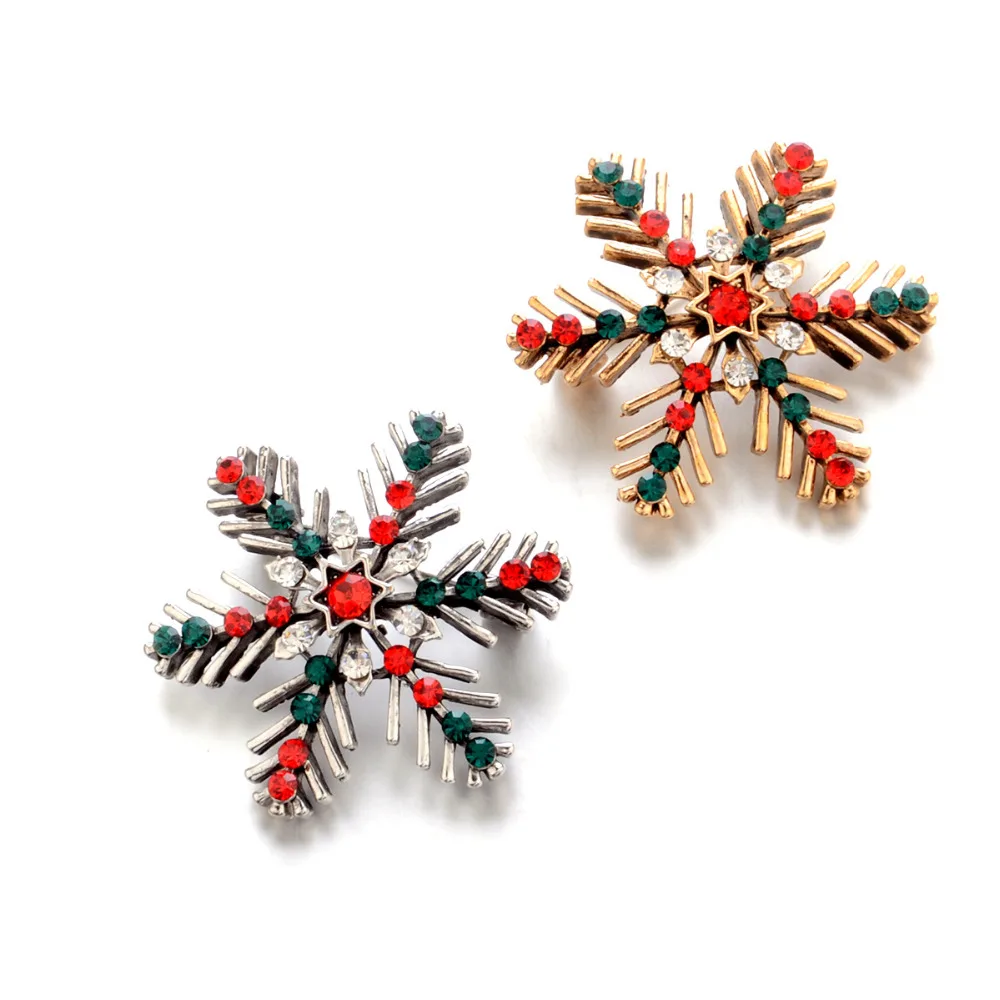 

8Seasons Creative Alloy Vintage Christmas Snowflake Brooches Rhinestone Gold/Silver Corsage Collar For Women Men Jewelry Gifts