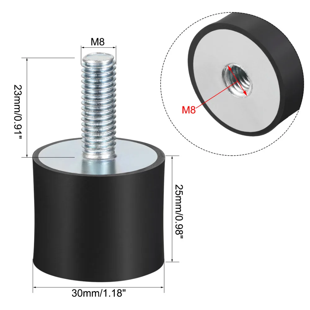 

Uxcell 1PCS 12Sizes Rubber Mounts Vibration Isolators Cylindrical Shock Absorber with Studs for Bicycle Air Compressors Enginers