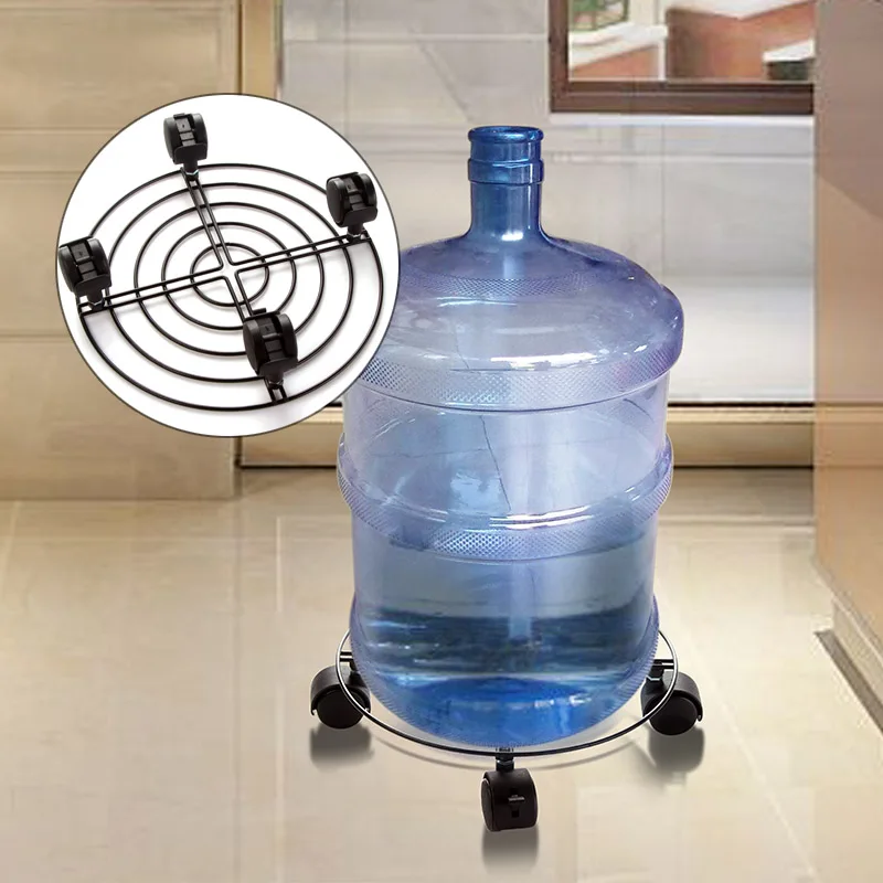 Movable round flower pot tray with 4 pulleys decorative metal trays for