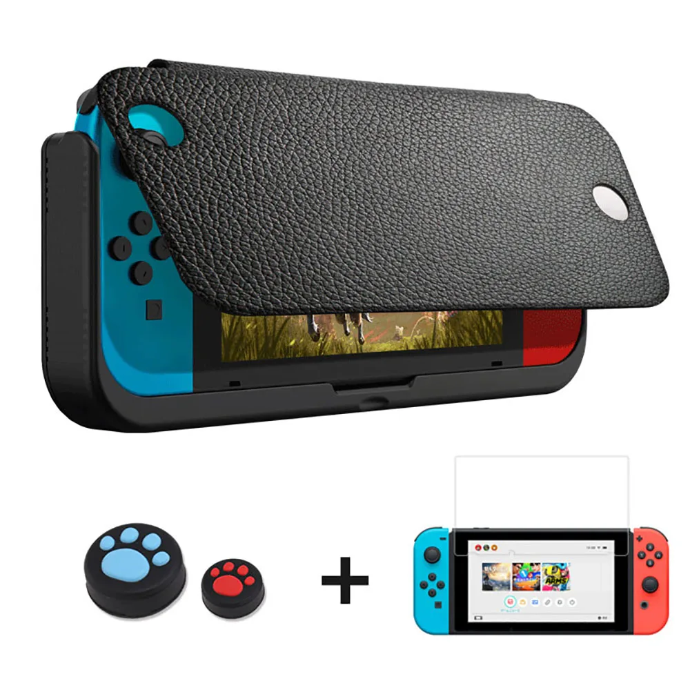 Kaufen 10000 mAh Batterie Ladegerät Fall Für Nintend Schalter NS Luxus Leder Fall Halter Stehen Abdeckung Für Nintendo Schalter Power Bank fall