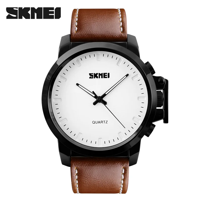 

2019 New Brand SKMEI Men Fashion Quartz Watch Casual Business Watches Leather Waterproof Dress Wristwatches 1208